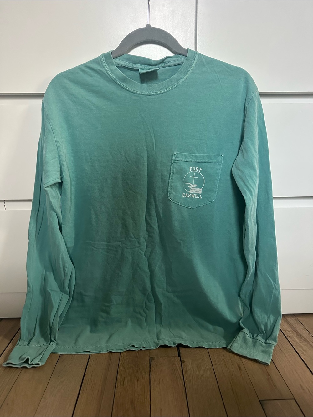 Comfort Colors Long Sleeve Pocket Tee in Seafoam